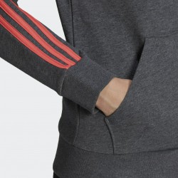 Adidas Essentials French Terry 3-Stripes Γυναικεία Ζακέτα με Κουκούλα Dark Grey Heather HC9140, HC9140