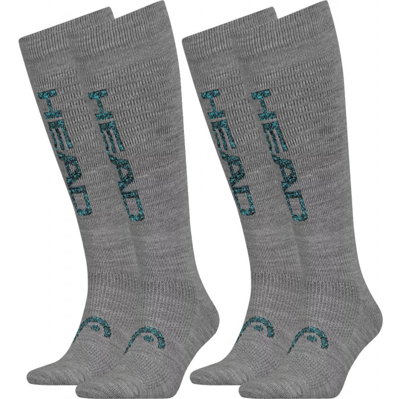 HEAD SKI SOCKS BEGINNERS V GREY / SKY BLUE COMBO, 701224231-002