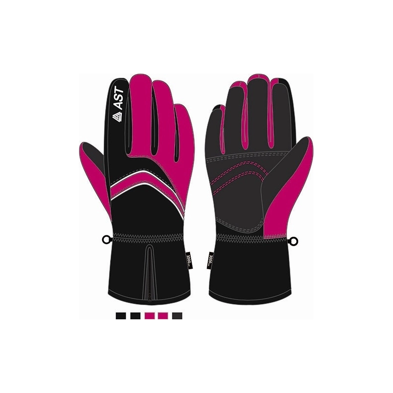 Ski gloves black pink Astrolabio JU7Z-EQM, JU7Z-EQM